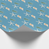Papier Cadeau Seashells and Starfish With Christmas Pine (Coin)