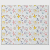 Papier Cadeau Seaside Seashs Starfish Aquarelle Motif (Plat)