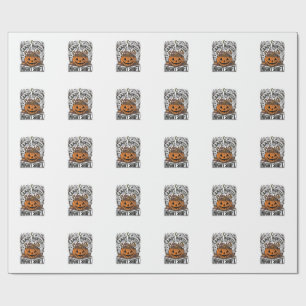 Papier Cadeau Seau à bonbons citrouille Gravure vintage Hallowee