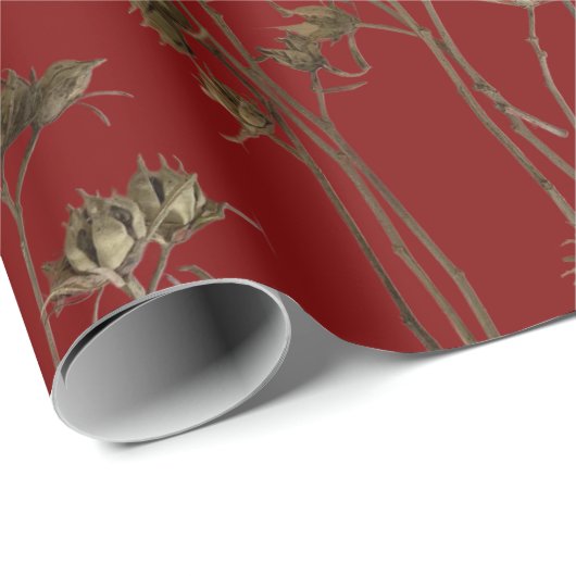 Papier Cadeau Seed Pods on a Wrapping Paper Roll (Coin rond)