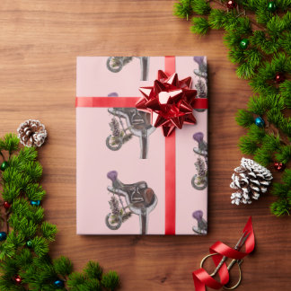 Papier Cadeau selle cônes de pin chardon & plaid