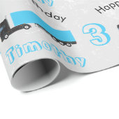 Papier Cadeau Semi-remorque Camion Transport Camions Anniversair (Coin rond)