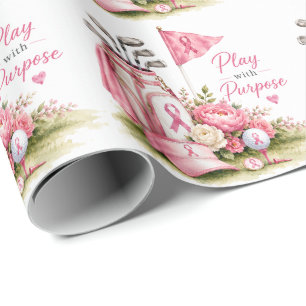 Papier Cadeau Sensibilisation au cancer du sein avec ruban rose