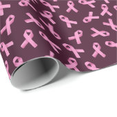 Papier Cadeau Sensibilisation au cancer du sein Motif de ruban r (Coin rond)