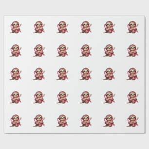 Papier Cadeau Sensibilisation au cancer du sein Sloth mignon Rub