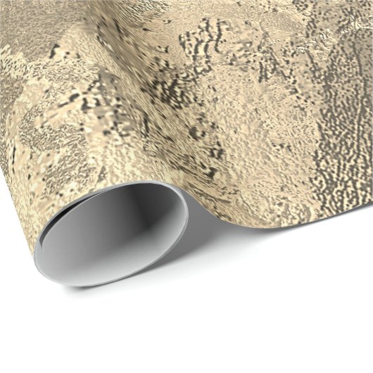 Papier Cadeau Sepia Champaigne Or Marbre brillant Métallurique (Coin rond)