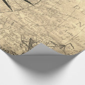 Papier Cadeau Sepia Compass navigation Découverte de l'âge Carte (Coin)
