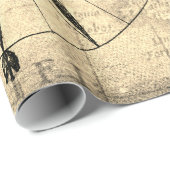 Papier Cadeau Sepia Compass navigation Découverte de l'âge Carte (Coin rond)