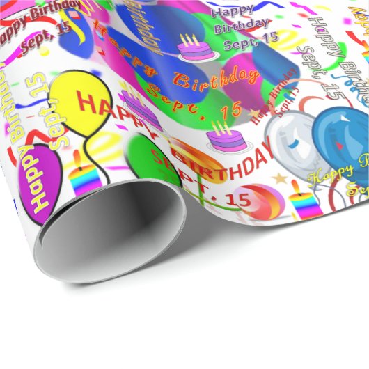 Papier Cadeau Septembre, 15 Anniversaire Cadeau Papier (Coin rond)