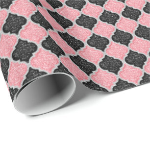 Papier Cadeau Séquins MQF - PARE-DON ROSE-NOIR-BLANC-ROSE-DOUCE