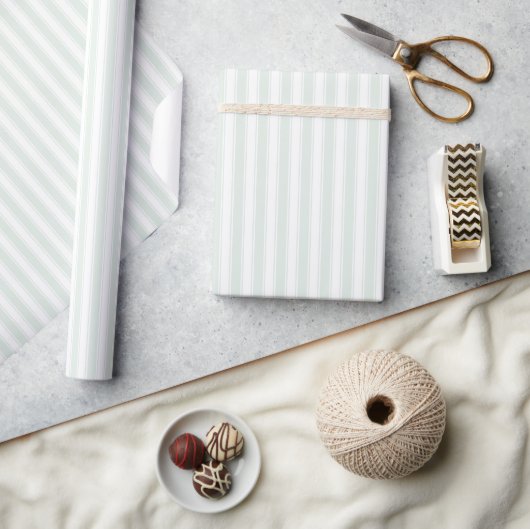 Papier Cadeau Serene Mint Minimalist Stripes (Artisanat)