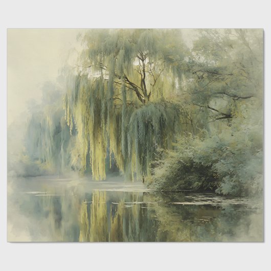 Papier Cadeau Serene Willow Tree Reflection Nature Art (10) (Plat)