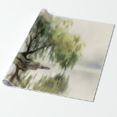 Papier Cadeau Serene Willow Tree Reflection Nature Art (12) (Déroulé)