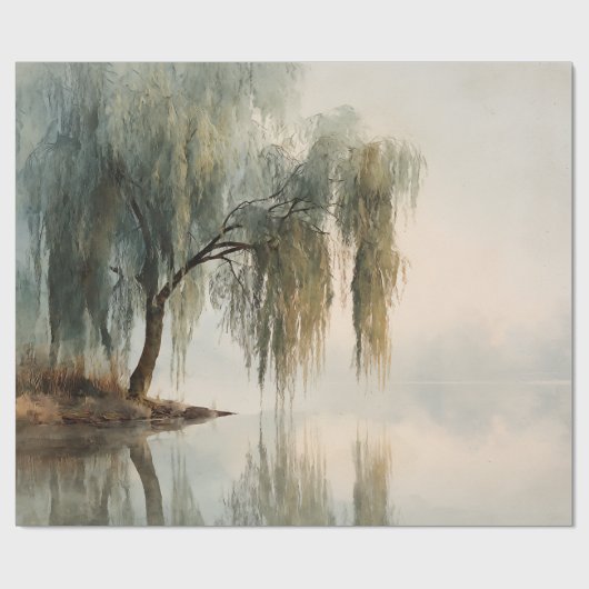 Papier Cadeau Serene Willow Tree Reflection Nature Art (13) (Plat)