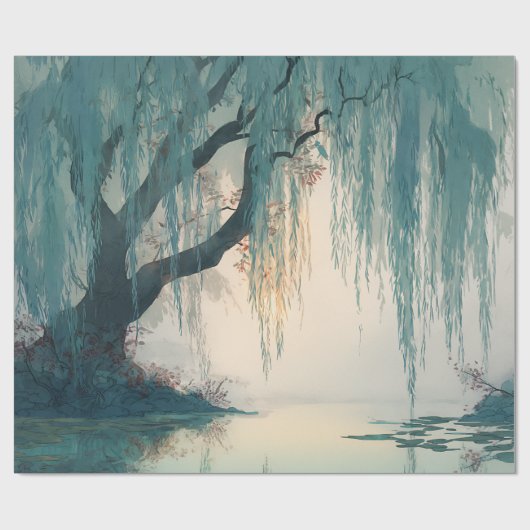 Papier Cadeau Serene Willow Tree Reflection Nature Art (3) (Plat)