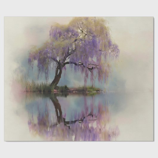 Papier Cadeau Serene Willow Tree Reflection Nature Art (6) (Plat)