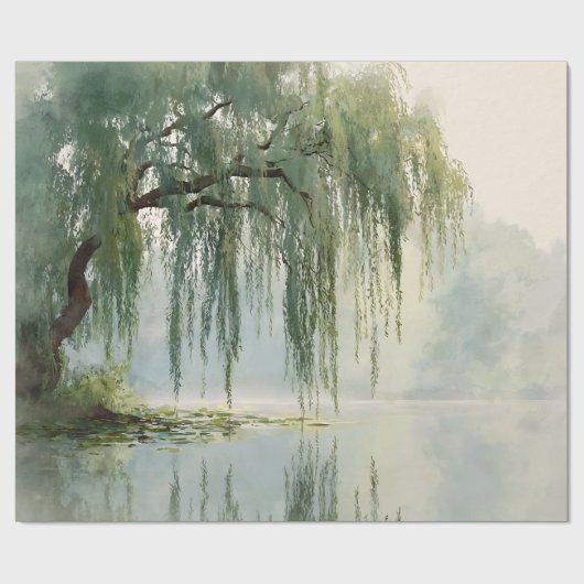 Papier Cadeau Serene Willow Tree Reflection Nature Art (9) (Plat)
