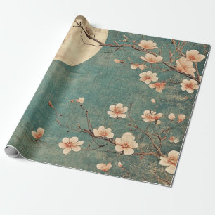 Papier Cadeau Sérénité de la fleur de cerisier sur la Lune