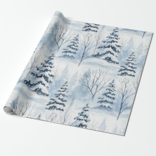 Papier Cadeau Sérénité de la forêt hivernale – Bois enneigé