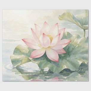 Papier Cadeau Sérénité du Lotus Rose Aquarelle