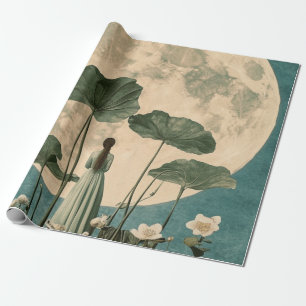 Papier Cadeau Sérénité Lune - Scène Lotus Vintage
