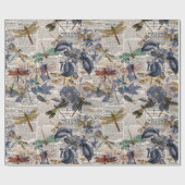 Papier Cadeau Série Libellules Vintage Design 5 (Plat)