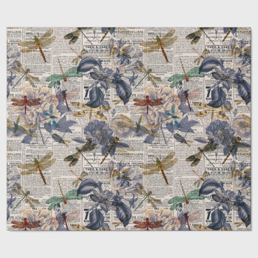 Papier Cadeau Série Libellules Vintage Design 5 (Couture)