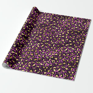 Papier Cadeau Série Purple and Gold Leopard Design 1