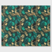 Papier Cadeau Série Teal et Or Design Léopard 7 (Plat)