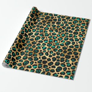 Papier Cadeau Série Teal et Or Léopard Design 14