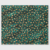 Papier Cadeau Série Teal et Or Léopard Design 3 (Plat)