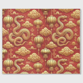 Papier Cadeau Serpent d'or chinois du Nouvel An lunaire (Plat)