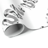 Papier Cadeau Serpent gris et silhouette gris clair (Coin rond)