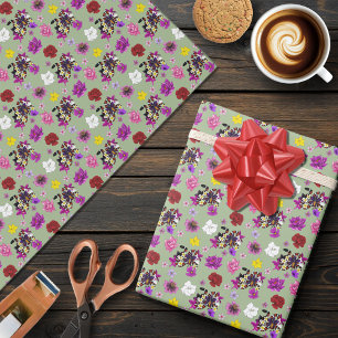 Papier Cadeau Serpent Lait Floral Exotique Vert