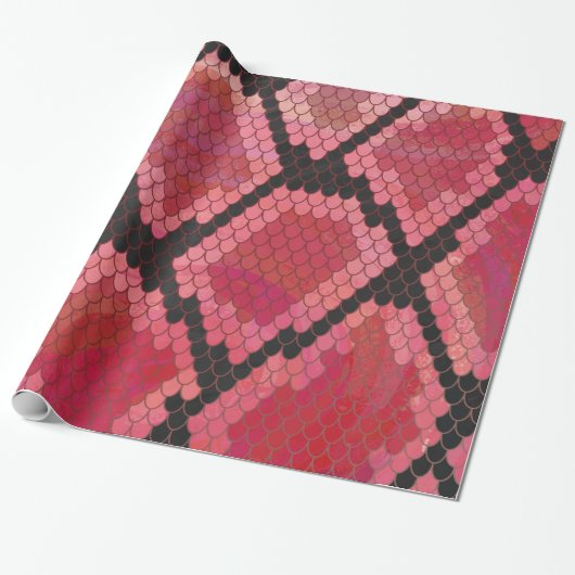 Papier Cadeau Serpent noir et rouge (Déroulé)