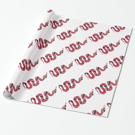 Papier Cadeau Serpent noir et rouge Silhouette (Déroulé)