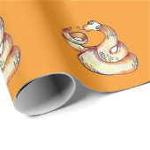 Papier Cadeau serpent sur orange (Coin rond)