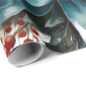 Papier Cadeau Serre de pin avec Fleurs rouges et Holly (Coin rond)