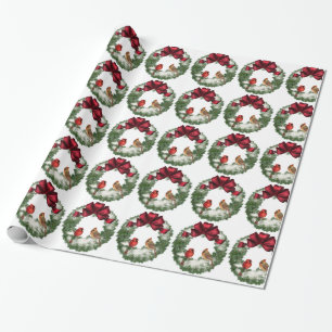 Papier Cadeau Serre d'oiseaux de Noël