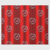 Papier Cadeau Serre et rennes de Noël en argent (Plat)