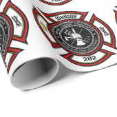 Papier Cadeau Service d'incendie AJOUTER LE NOM Pompier Insigne  (Coin rond)