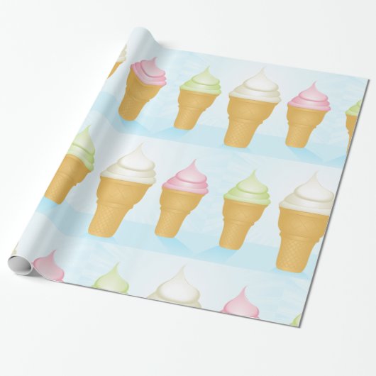 Papier Cadeau Servir Doux Crème de glace cônes amusant Dessert d (Déroulé)