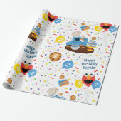 Papier Cadeau Sesame Street Cookie Monster Birthday Cake Motif (Déroulé)