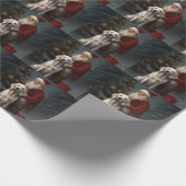 Papier Cadeau Setter anglais avec Noël Festif du Père Noël (Coin)