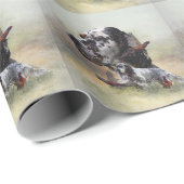 Papier Cadeau setter anglais, chasse aux oiseaux (Coin rond)