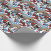 Papier Cadeau Setter anglais coule dans la neige avec Casquette (Coin)