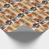 Papier Cadeau Setter Anglais En Automne Feuille L'Art Thanksgivi (Coin)