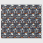 Papier Cadeau Setter Anglais Halloween Effrayant (Plat)