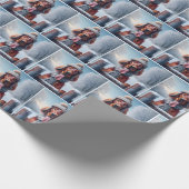 Papier Cadeau Setter irlandais avec Écharpe d'hiver et Casquette (Coin)