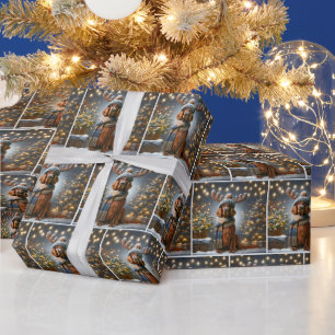 Papier Cadeau Setter Irlandais De Noël Dans Les Snowflakes